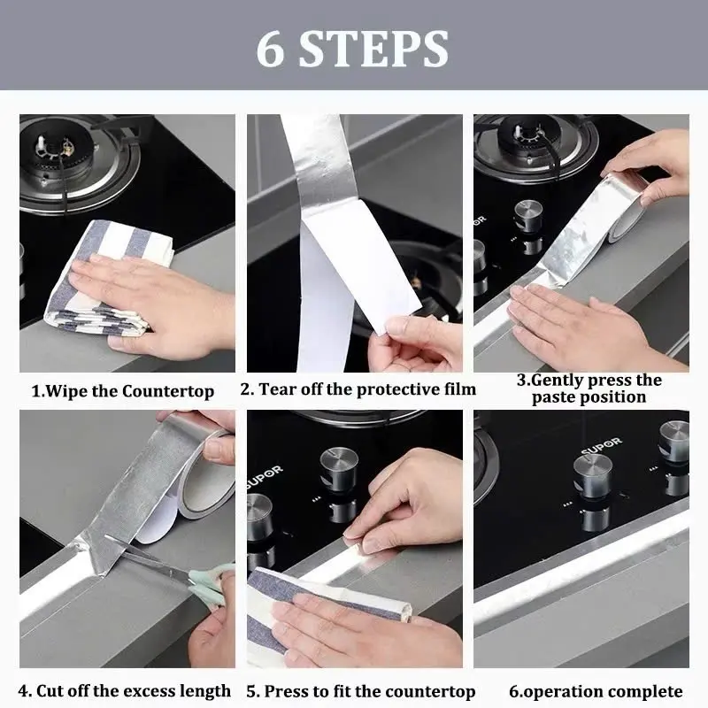 Cuộn băng keo nhôm bạc 5cmx5m dán viền bếp chống thấm nước chống dầu tiện dụng 8