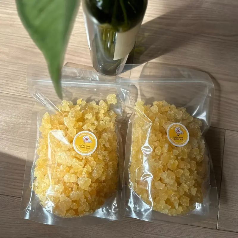 Combo 2kg đường phèn vàng Quảng Ngãi hạt mịn/ hạt vừa / hạt to làm từ mật mía nguyên chất nhà làm 4