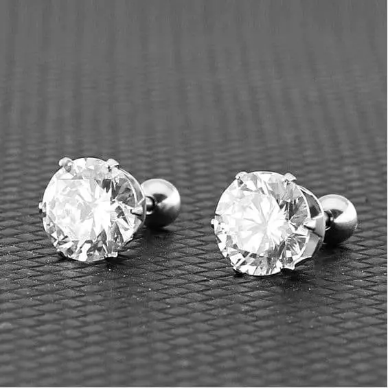 Anting Tindik Pria Wanita Titanium Crystal Earrings Anti Karat 2pcs Elegan Mewah