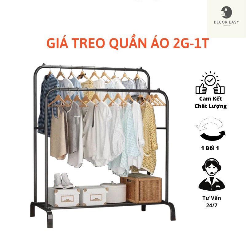 Giá Treo Quần Áo 2 Gian 1 Tầng Kim Loại Chắc Chắn Tiện Lợi Lắp Ráp Dễ Dàng…