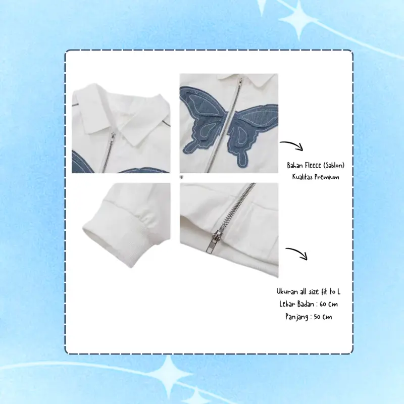 ((COD)) 2 In 1 One Set Setelan Korean Style Remaja Aestatic OOTD Hangout Kece With Butterfly Jacket Crop - Set T16 2