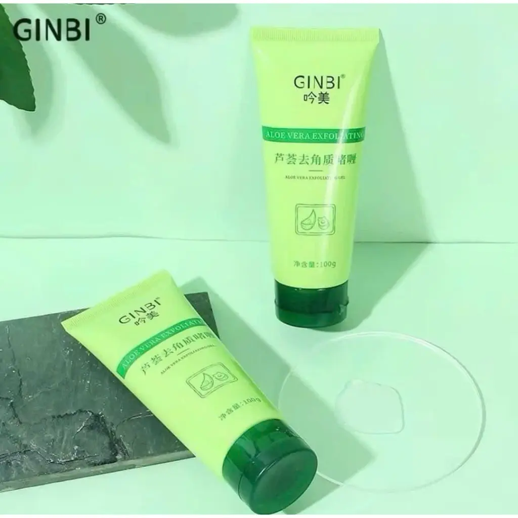 Gel tẩy tế bào chết GINBI, 100G, Dưỡng ẩm, làm sáng da, làm sạch bụi bẩn, ngăn ngừa mụn, dành cho da mặt và cơ thể, chiết xuất từ nha đam tẩy  bào  chết  da  mặt peel  da  red  peel red  peel true beauty  rửa  mặt lot  dadau   tẩy  tế  bào  chết  da  mặt