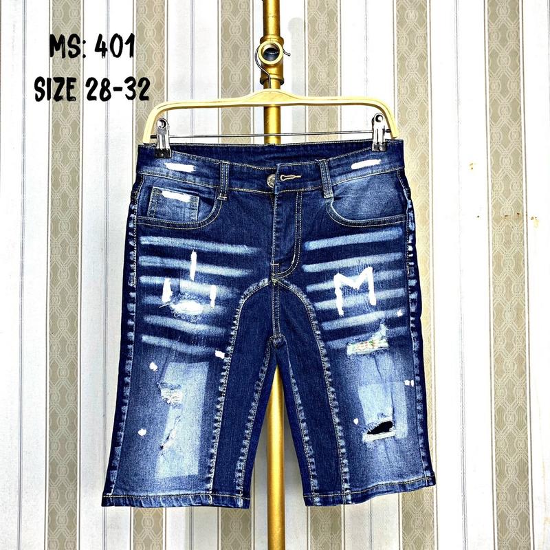 Mẫu quần jean nam short ngố ds đê quyy 2 đáy, nối thân, xanh wash viền, chất bò dày dặn co giãn tốt 4c