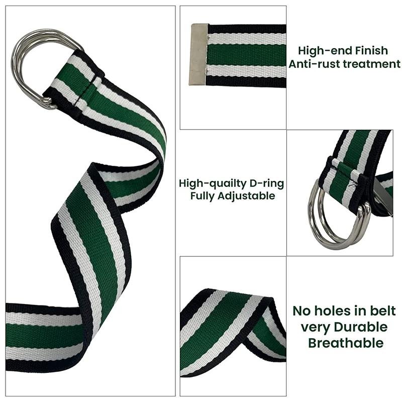 Product Introduction of Trimming Shop Canvas Belt with Double D - Ring Buckle for Men & Women, Adjustable Waistband Braided Webbing Belt for Formal & Casual Wear, Dresses, Tri-Colour, 34mm Wide 5