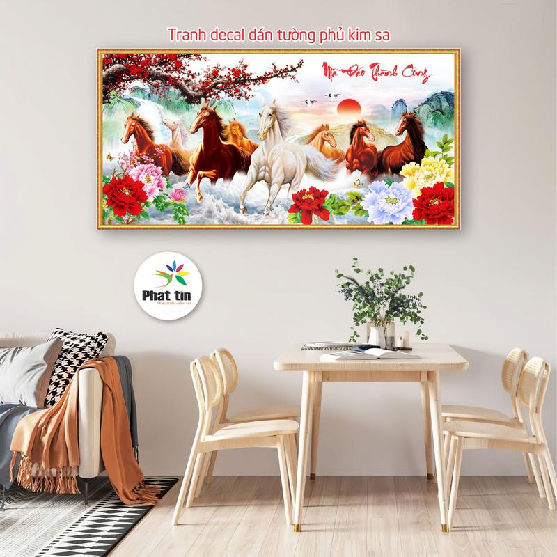 Tranh mã đáo thành công tranh dán tường phủ kim sa nhiều chủ dề trang trí phòng khách decor ngày tết hiện đại phòng ngủ tiệm spa góc live streams phòng trọ trang trí tường. Treo Tường Decor Tường Decal