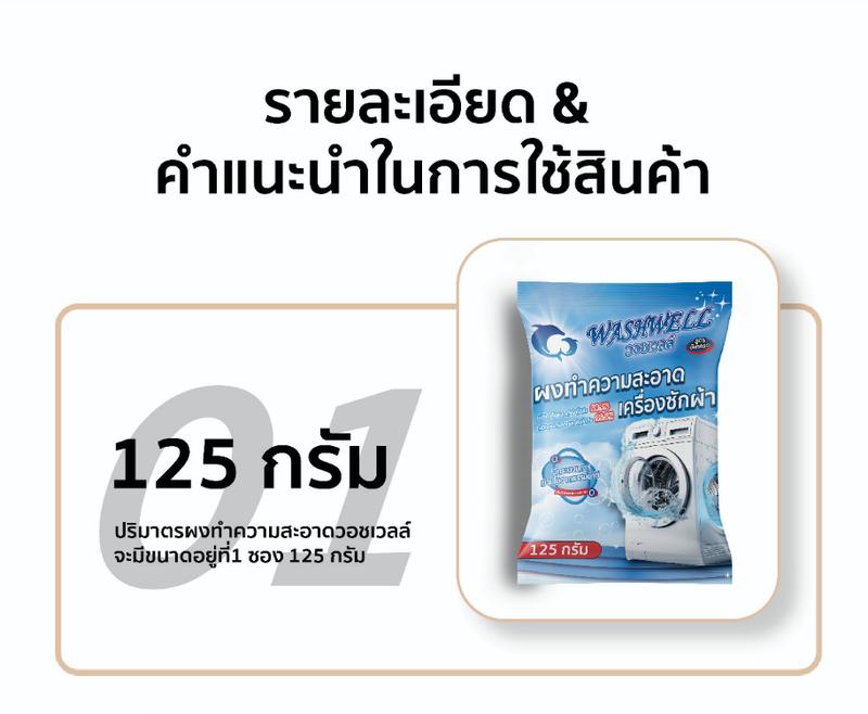 Product Introduction of Washwell ทำความสะอาดเครื่องซักผ้า 125g. ล้างถังซักของเครื่องซักผ้า ต้านเชื้อแบคทีเรีย ผงขจัดคราบตะกรัน ทำความสะอาดสิ่งสกปรกจากเครื่องซักผ้าอย่างล้ำลึก 31