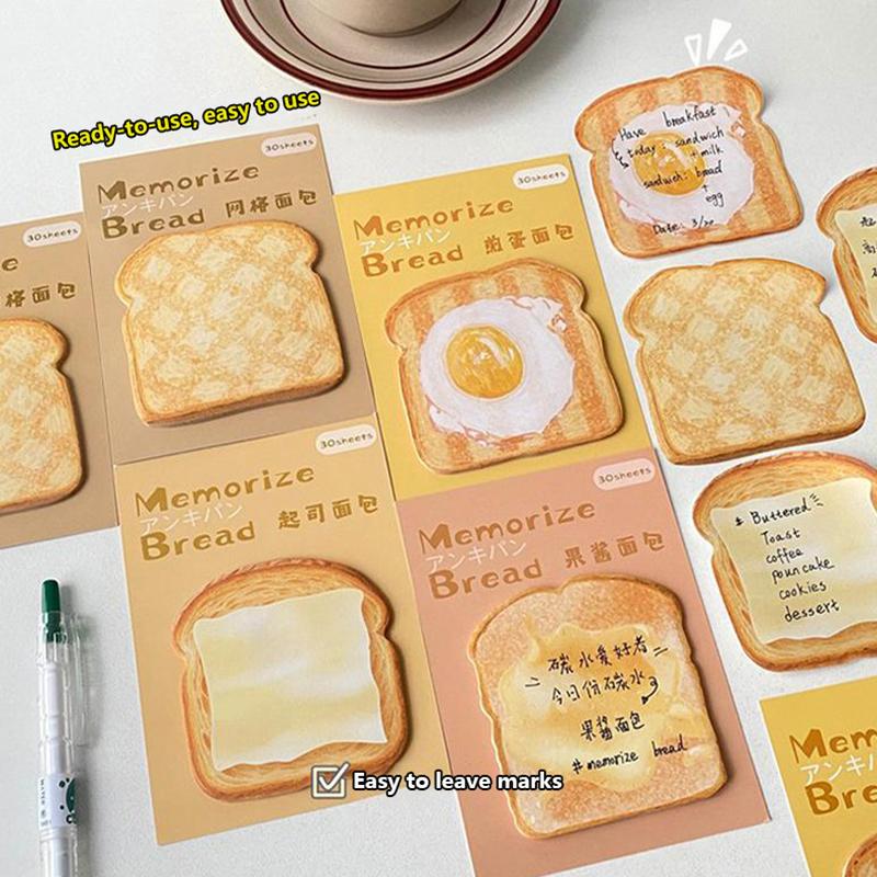 30Sheets Creative Fashion Toast Shape Convenience Sticker Message Paper Adhesive Self Sticky Sticky Notepad School Supplies 5