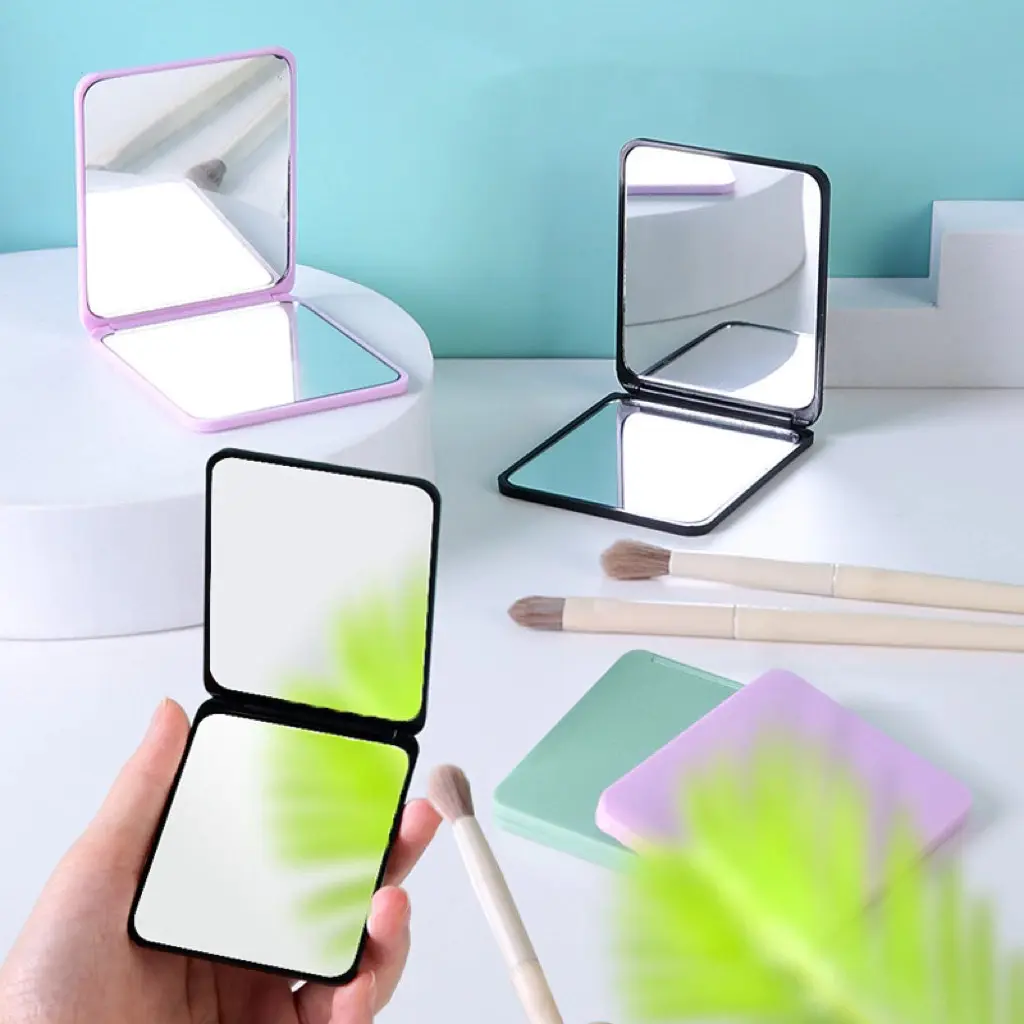 Mini Square Makeup Mirror Portable Double-sided Vanity Mirror Cosmetic Vanity Foldable Pocket Mirror