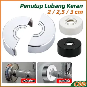 Penutup Keran Air ABS Plastik Split Ring Kran Serbaguna untuk Kran Air/Katup Sudut, Ukuran 20-30mm Warna Putih/Putih Emas, Mudah Dipasang Tanpa Cabut Pipa