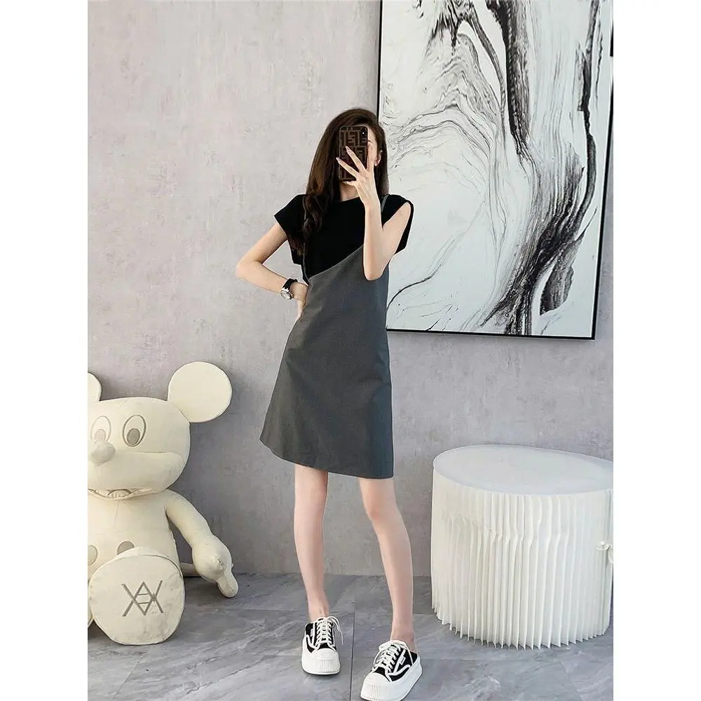 2025 Temperament Youthful-Looking Lightly Mature Adult Lady like Woman Wear a Set of Slightly Oversized Girls Cover Slimming Slip Dress Two-Piece Outfit Skirt