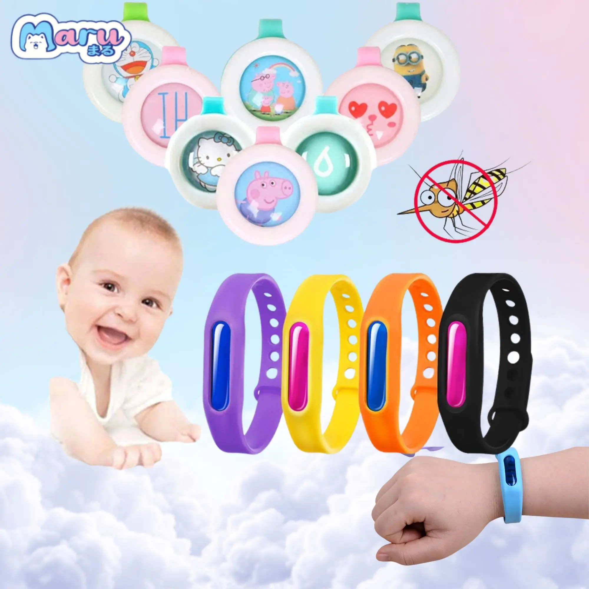 Vòng đeo tay chứa tinh dầu đuổi muỗi & côn trùng Hàn Quốc cho bé