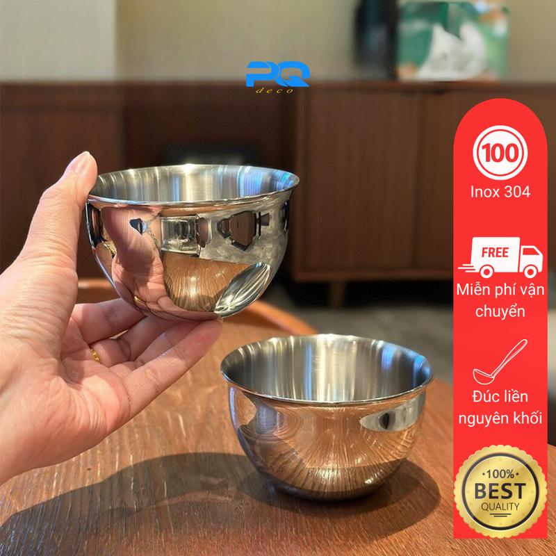 chén bát tô nhỏ inox 304 2 lớp cho bé đúc nguyên khối bossd 9.5cm