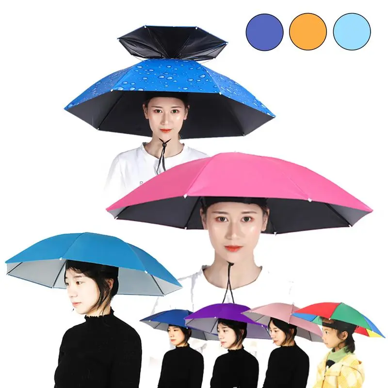 Payung Pancing Kepala Lipat Topi Anti Sinar Uv Headband Kokoh Bahan Tebal Plastik Blue Pink Ub10