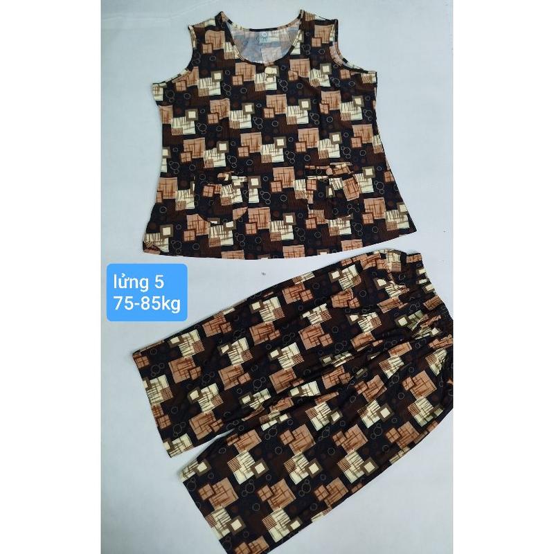 Product Introduction of [sát nách] Size 5 từ 75-85kg mẫu bộ lửng cho nữ vải thun lạnh, mặc nhà mát, phom to, co giãn {Áo Women Quần Ngủ} Nhung Voi 22
