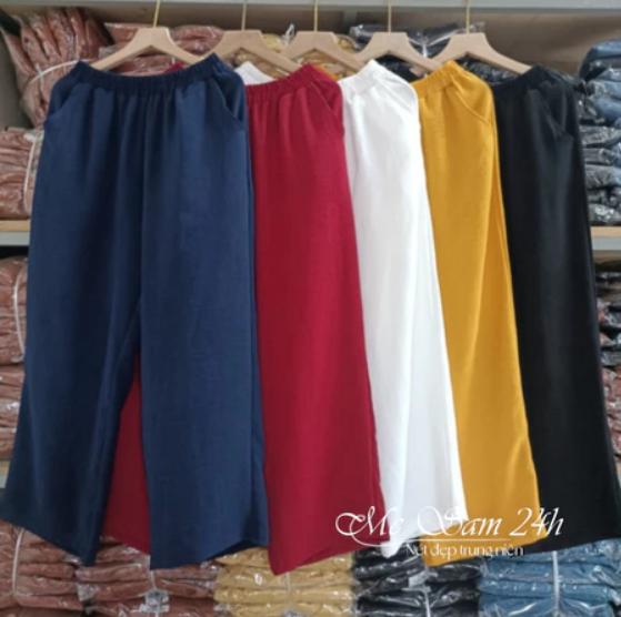 Product Introduction of Quần Trung Niên Nữ Ống Suông Lưng Thun Tôn Dáng, Quần Dài Nữ Bigsize Đến 90kg Chất Liệu Đũi Mềm Mát Mẹ Sam 24h - QNH.72 Women Pants 39