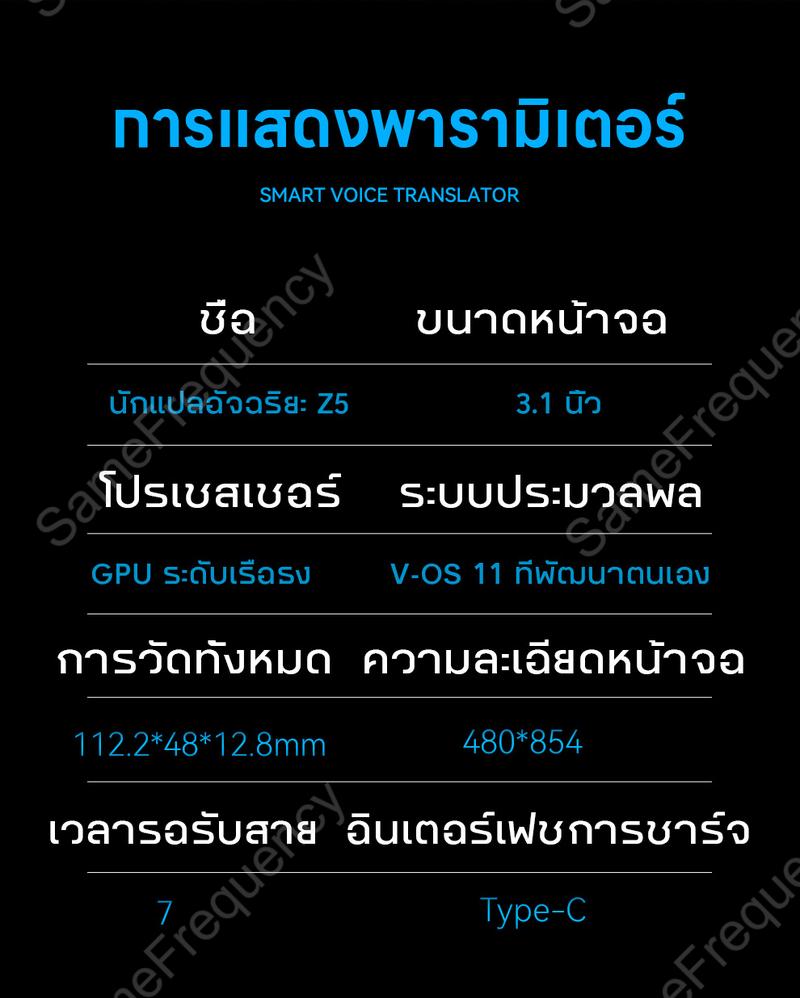 Product Introduction of [เก็บเงินปลายทาง] เครื่องแปลภาษา Z5 สามารถแปลได้ 138 ประเทศ การแปลด้วยเสียงออนไลน์ 138 ภาษา รวมถึงการแปลพม่า ไทย และต่างประเทศ การแปลแบบออฟไลน์ การแปลภาพถ่าย การแปลแบบบันทึก ฯลฯ มาพร้อมระ AI และ ChatGPT สามารถใส่บัตร TF 45