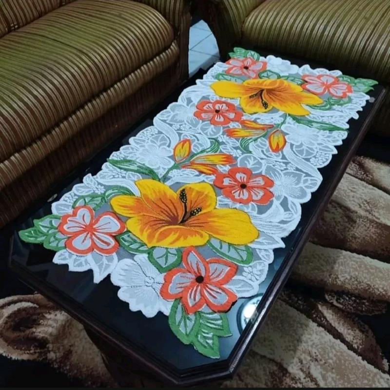 Taplak Meja Ruang Tamu-Taplak Meja Ukuran 100x50-Taplak Meja Motif Minimalis Modern-Table Runner Homemade Rajut 1