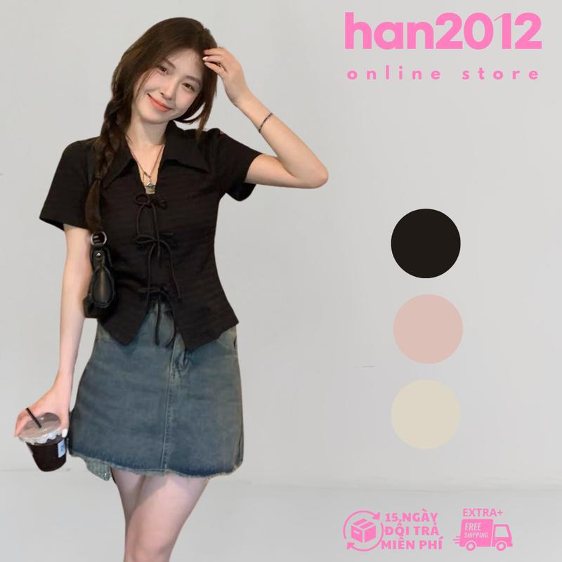 Áo coquette brandy kiểu form baby tee ôm xinh tay ngắn dây thắt nơ vải xốp nhăn co giãn tôn dáng đi học đi chơi mùa hè Nữ Top Women