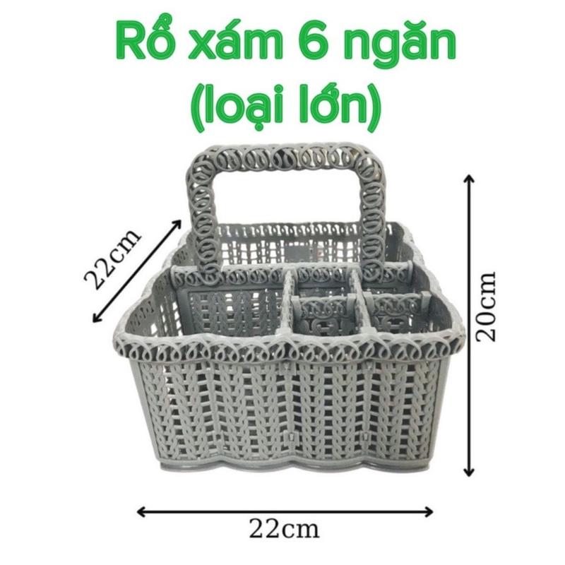 Rổ/giỏ 3 ngăn và 6 ngăn đựnġ đồ trang điểm, spa, nail, dụng cụ nối mi, phun ẋăm 6