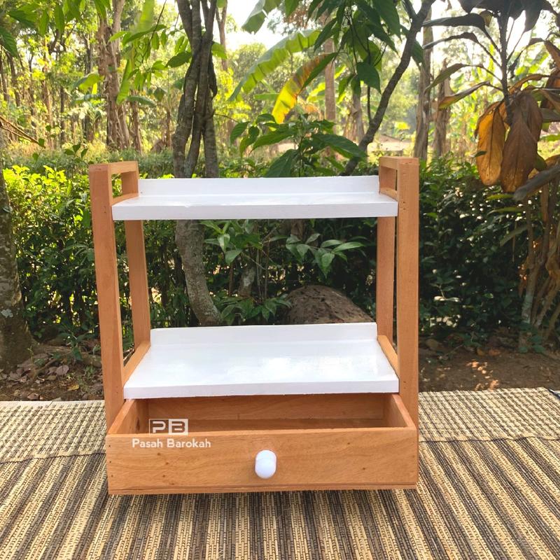 Rak Bumbu Dapur 2 Tingkat variasi Laci WARNA WARNI SERBAGUNA DAN MINIMALIS Dapat disesuaikan Tegak Logam 2 Lapis Kayu 7