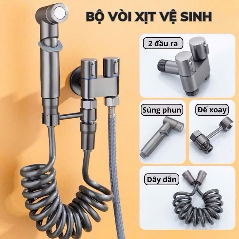 Vòi Xịt Vệ Sinh Chất Liệu Không Gỉ Dây Kéo Lò Xo Tiện Lợi An Toàn Tiện Lợix452