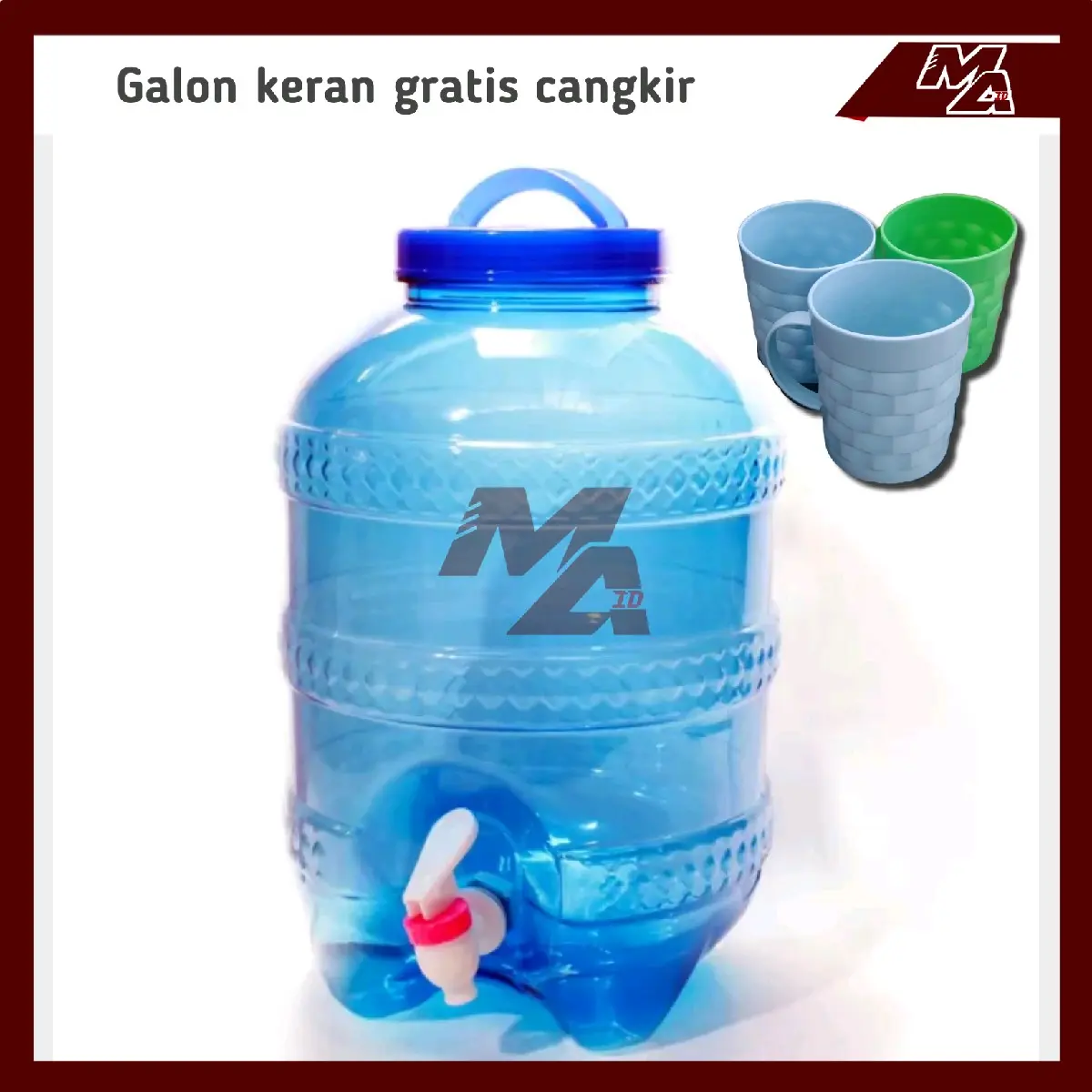 Galon air minum isi ulang 8L dan 12L Gratis 3pcs Cangkir