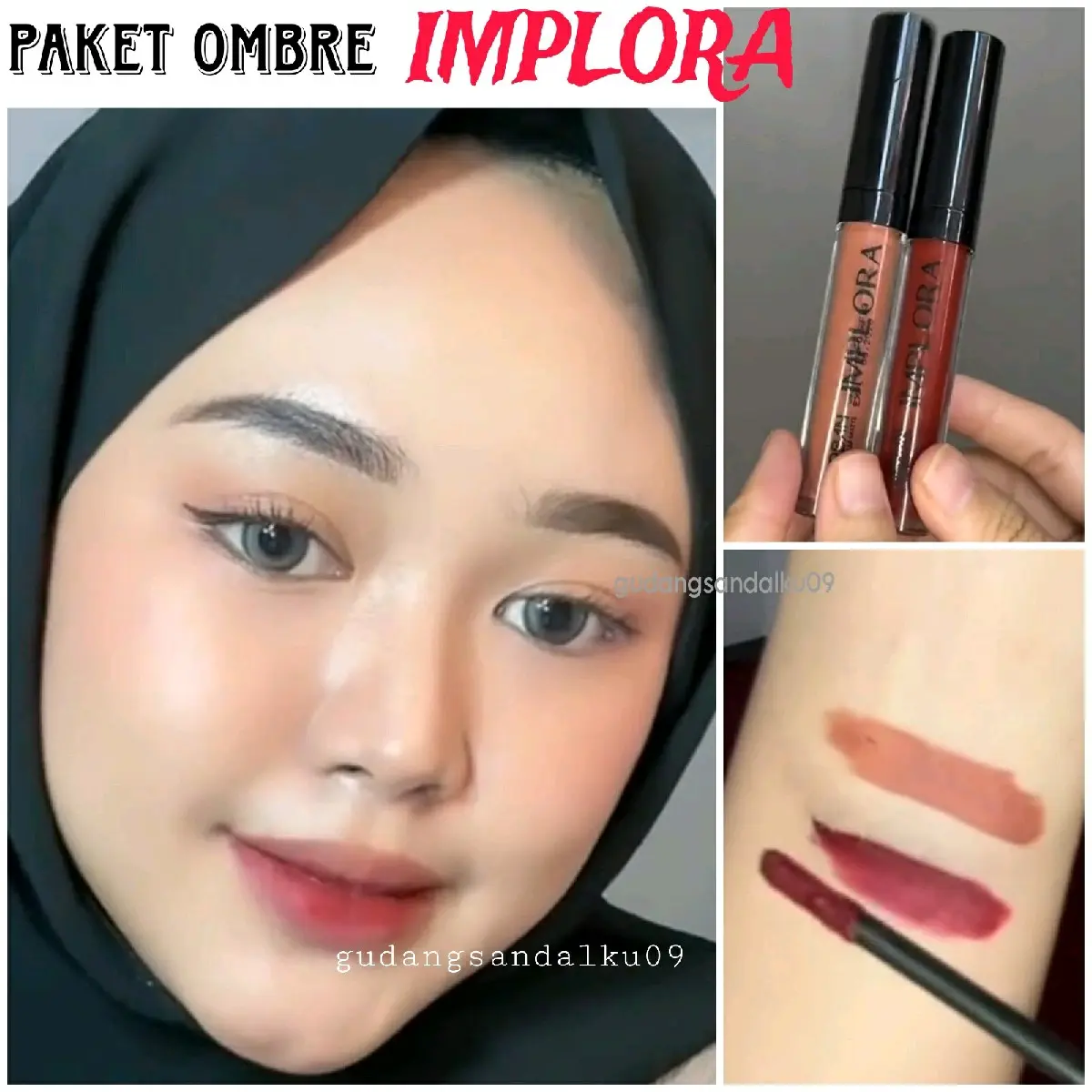 Paket Hemat OMBRELIPS Implora Hazelnude dan Red Gala - Ombre lips - Set Lipstik lipstik ombre 2 1