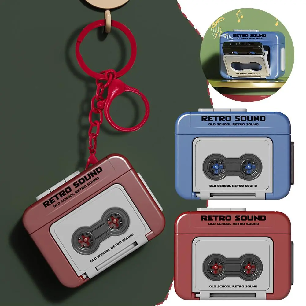 Recorder keychain retro style couple gift recordable mini music box pendant decoration perfect confession gift