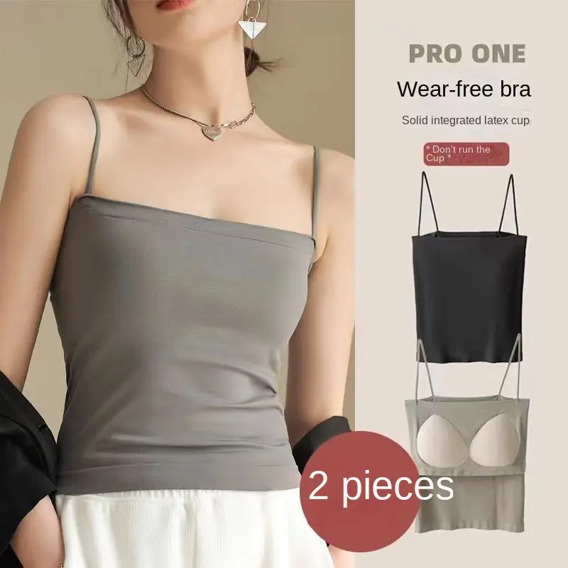 Áo Yếm, Một Mảnh, Đệm Ngực, Dây Đeo Vai Mỏng, Lưng Đẹp, Dành Cho Nữ, Có Thể Mặc Ngoài Trời, Áo Ống Bên Trong