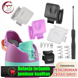 1SET Pengganti Tutup Botol Air dengan Pegas dan Obeng untuk Owala FreeSip Sakelar Pengganti