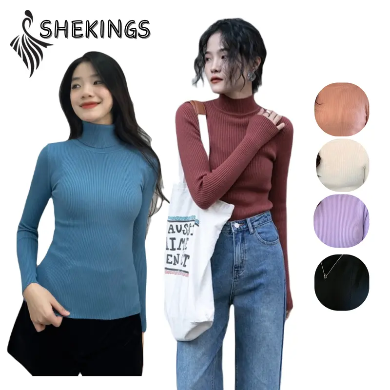 SH378 Áo Len Kem  Cao Cấp Nữ Áo Len Giữ  Top Nhiệt Tăm 3 Phân Mềm Mịn Ấm Thu Đông Dáng Ôm Body Cổ 3 Phân Women Voi 0