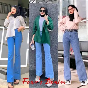 Four'S _ Jeans CUTBRAY Strecht Polos Celana  Denim - Celana Cutbray Jeans Highwaist Wanita Panjang - Celana Cutbray Kekinian Premium Cewek - Celana Jeans Wanita Trand Viral