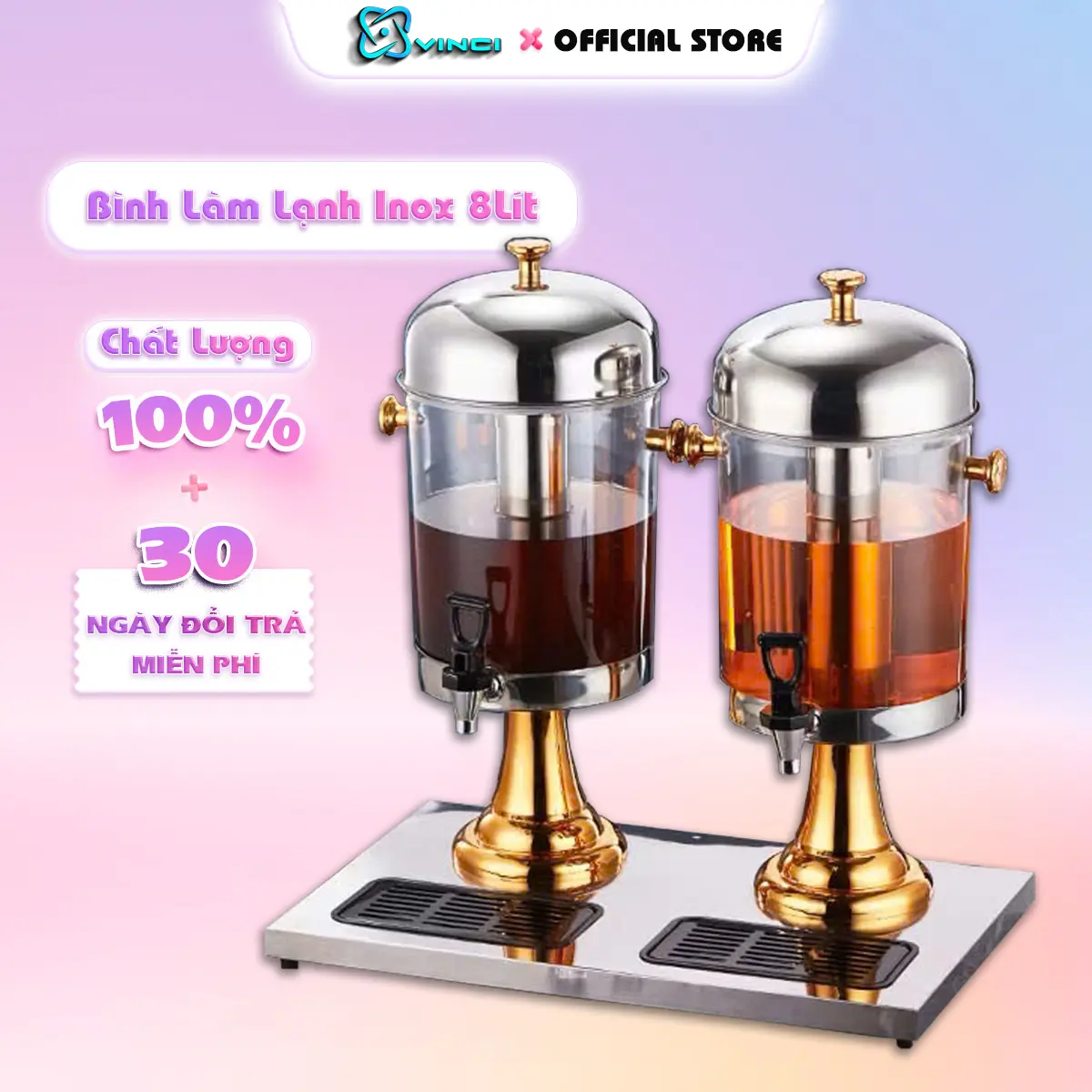 Bình Làm Lạnh Inox 8L Đựng Nước Ép Trái Cây - Hàng Cao Cấp