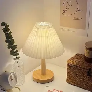 Lampu Meja Aesthetic Korean Retro Vintage Table Lamp USB Decorative Pleated untuk Tidur Minimalis