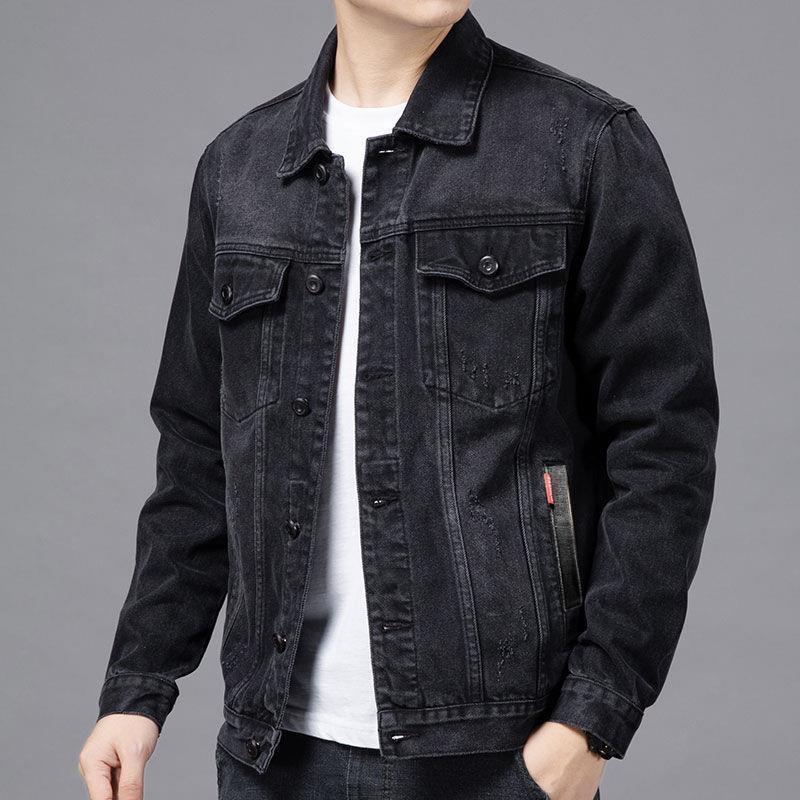 Áo Khoác Denim Thường Ngày Cho Nam, Hàng Mới Về Mùa Xuân Và Mùa Thu, Áo Khoác Dáng Rộng Phong Cách Hàn Quốc, Ngoại Cỡ, Áo Khoác Denim Hợp Xu hướng Quần Áo Nam 5