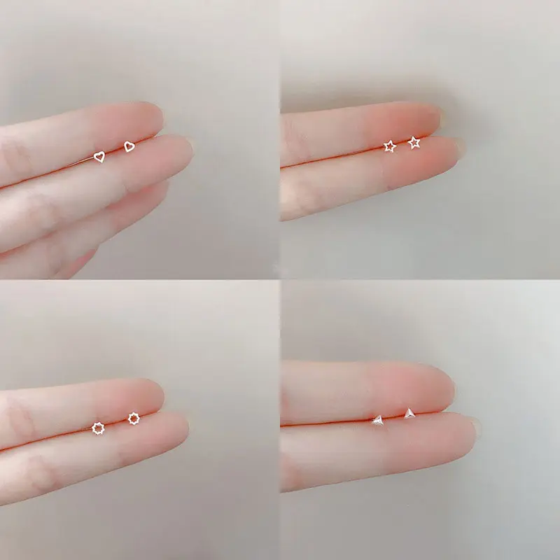 【Jojoo】Simple personality geometric small earrings earrings ear piercing student couple earrings 0