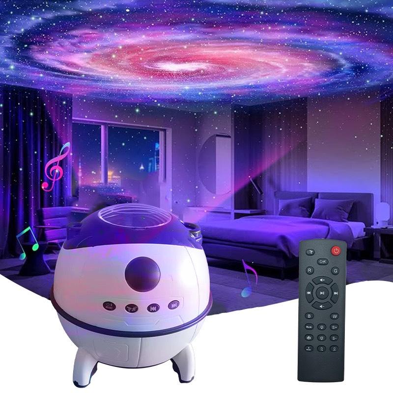 Đèn LED Chiếu Hình Trăng Sao Chiếu Cực Quang Galaxy Lốc Xoáy Kết Hợp Loa Bluetooth Nghe Nhạc Kèm Điều Khiển
