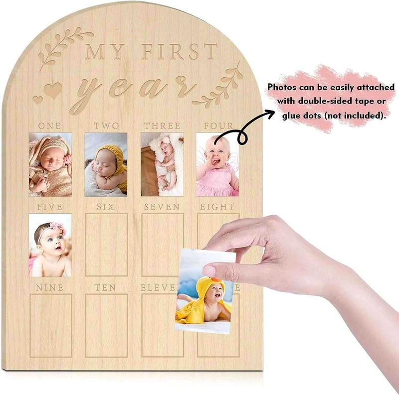 Product Introduction of Popular Newborn First Year Milestone Photo Frame Baby Commemorative Album Month Monument Wooden Pendant Decor 4