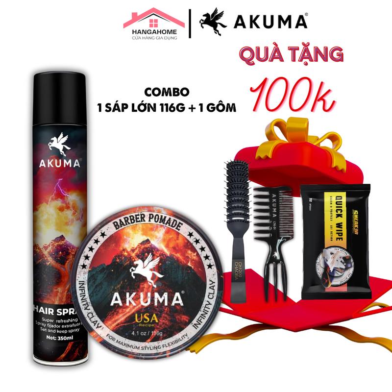  COMBO Sáp vuốt tóc AKUMA INFINITY CLAY 116g Gôm xịt chính hãng sáp vuốt tóc nam giữ nếp tạo kiểu tóc lên đến 10h hương nước hoa nam Dưỡng Tóc Chăm Sóc Tóc 