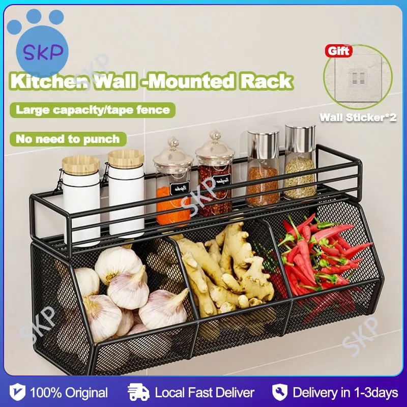 Upgraded Wall Metal Mounted Kitchen Hanging Rack Spice Seasoning ...