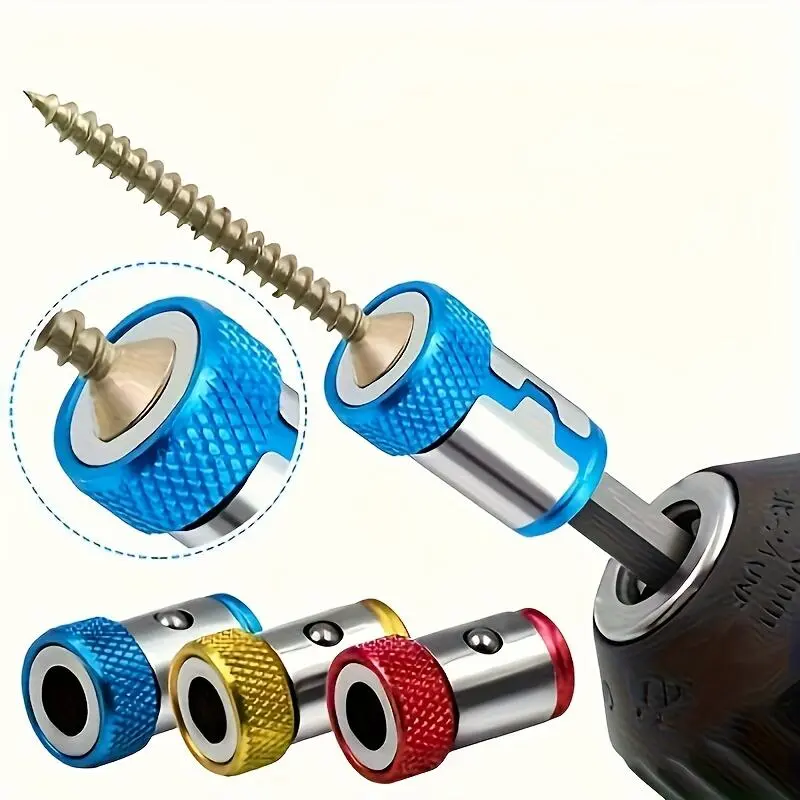 1pc Alloy Screwdriver Head Holder Set Scratch Resistant, Strong Magnetic Ring, Suitable Electric Screwdrivers Non-slip Handle, Painted Surface - for Office, Home, Construction, Carpentry Red, Yellow, Blue