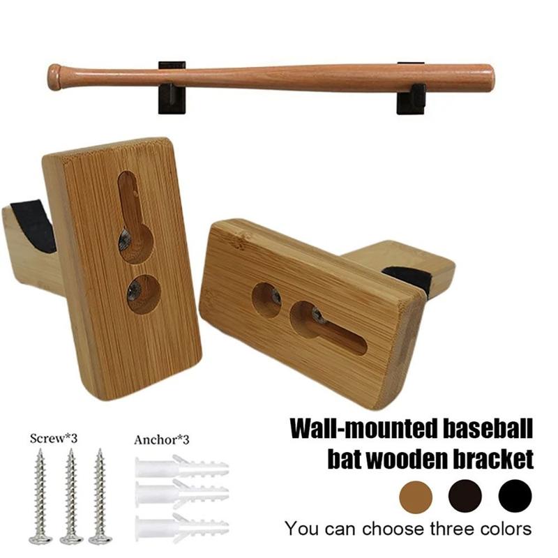 Product Introduction of 2Pcs New Display Rack Bracket Baseball Bat Holder with Screws Softball Bat Hockey Stick Stand Wooden Portable Wall Mount Hanger 22