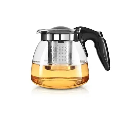 [SG local inventory] new heat resistant glass teapot stainless steel strainer infuser with handle Filter Leaf Detachable Teacup