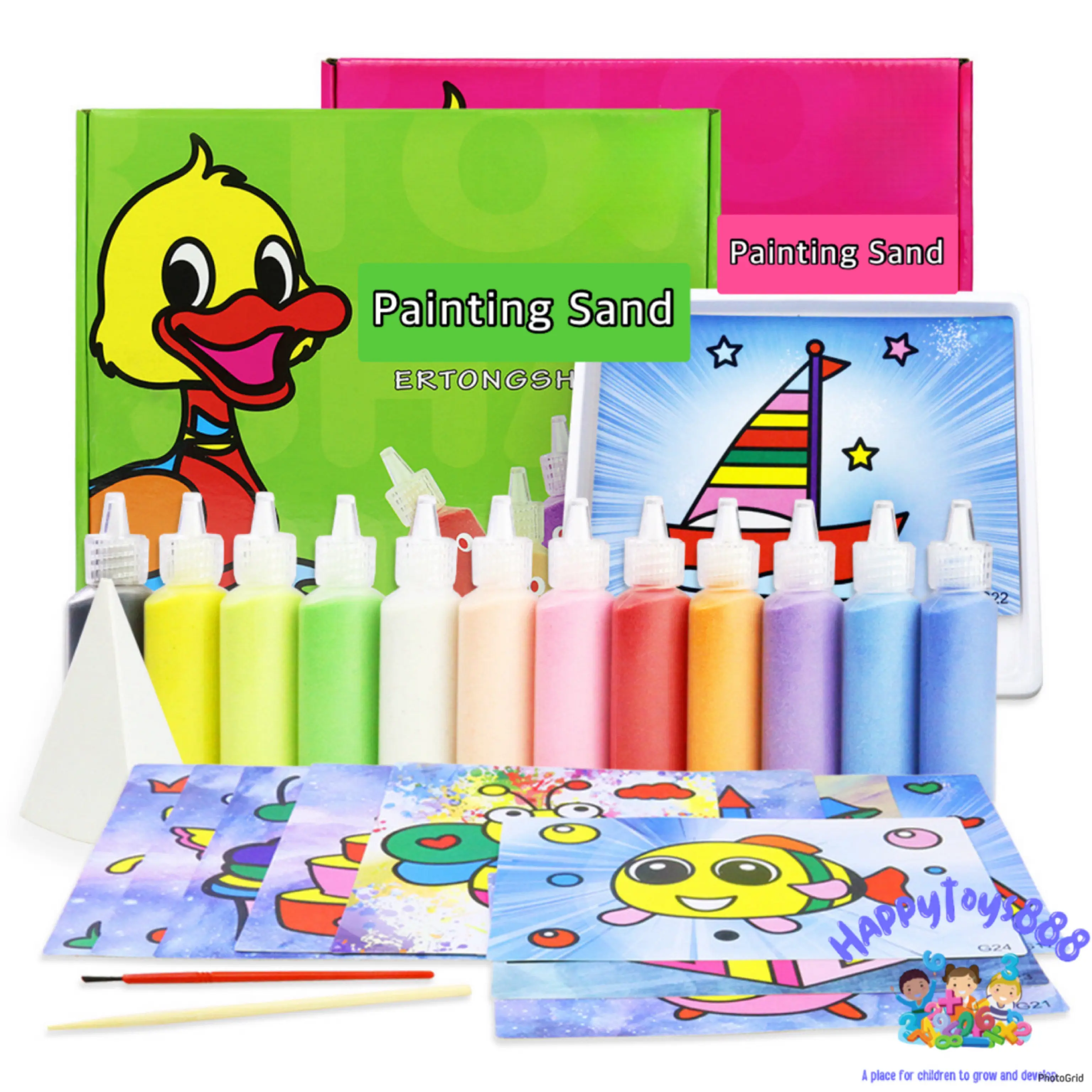 HAPPYTOYS.888 DIY PAINTING SAND SET Melukis Pasir Set  Menggambar Prakarya Anak