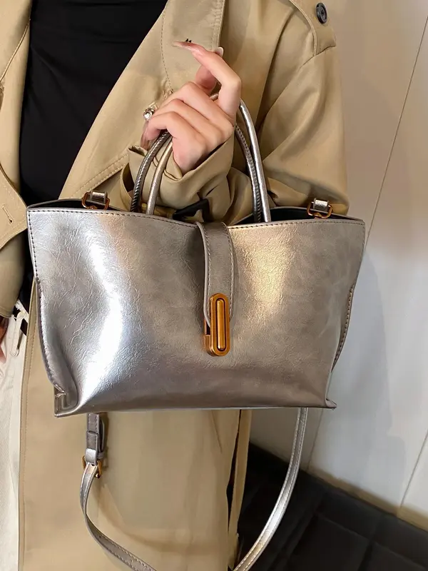 Women's Elegant Solid Color Handbag, Fashionable Crossbody Bag for Daily Used, Casual Trendy Versatile High-quality Daily Commuting Bag Textured Handbag 6