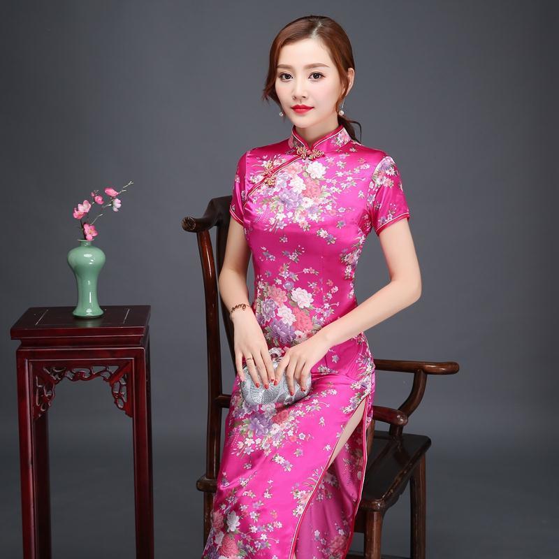 Sườn Xám Dài Trung Bình Cho Nữ, Trang Phục Biểu Diễn Catwalk Thượng Hải Cũ Mới, Dáng Ôm, Váy Phong Cách Trung Quốc Thanh Lịch 7