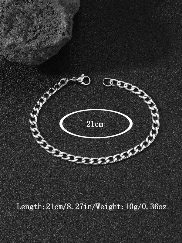 Simple Plain Stainless Steel Link Bracelet, Casual All-match Jewelry for Men's Gift, Female Classic Fashion Accessories for Daily Wear 1