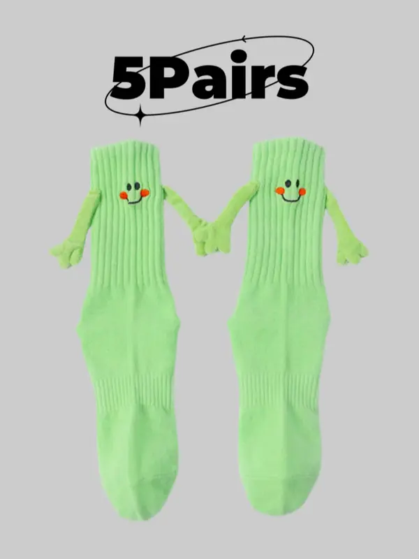 Cartoon Face Holding Hand Design Sports Socks, Casual Moisture Wicking Socks, Soft Comfy Breathable Socks for All Seasons 5
