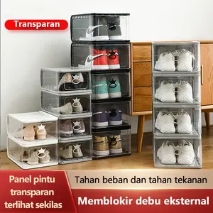 FIXIT Sepatu Transparan Ukuran Besar PP31.5*21.5*13.55 pcs Panel Pintu Tahan Beban Debu Eksternal Rak Premium Furniture
