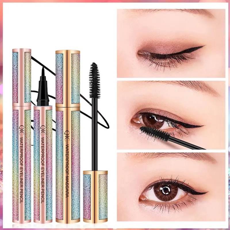 2 in 1 Eyelash & Eyeliner Kit, 2 Boxes(2 Counts/box) Long Lasting Waterprood Eyelash Extensions Mascara & Eyeliner Pen, Eye Makeup Kit for Women 5